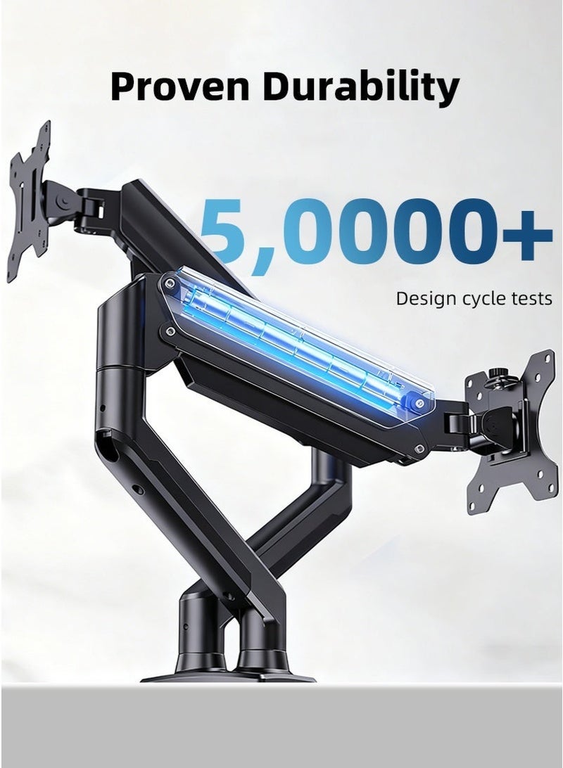 جميسون حامل مكتبي لشاشتين، ذراع زنبركي غازي لشاشات من 17 إلى 32 بوصة، حركة دوران وإمالة كاملة، سعة تحميل من 2 إلى 9 كجم لكل شاشة، ذراع شاشة كمبيوتر موفر للمساحة، متوافق مع معيار VESA 75/100 - Image 5